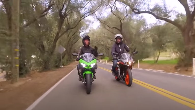 Two motorcycles on road